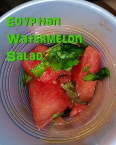 Egyptian Watermelon Salad for summer enjoyment or Junior Girl Scout Playing the Past or Simple Meals badges.