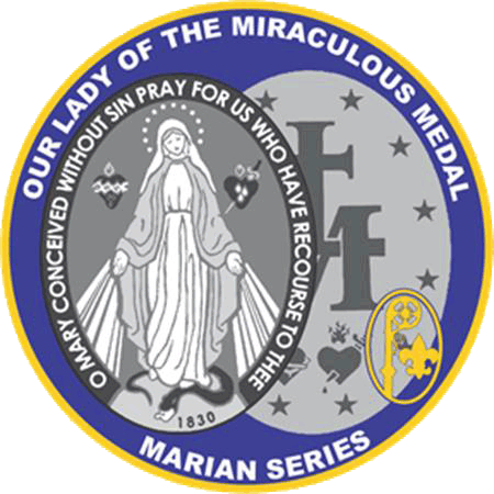 Catholic Scout patch: Our Lady of the Miraculous Medal; for Girl Scouts, Boy Scouts and American Heritage Girls