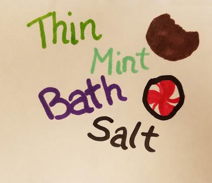 Thin Mint Girl Scout cookie inspired bath salts! Easy troop project