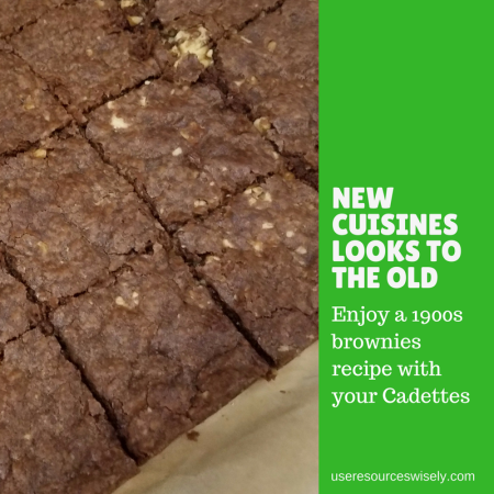 Remake a 1900s brownie recipe for your Cadette New Cuisines cooking badge